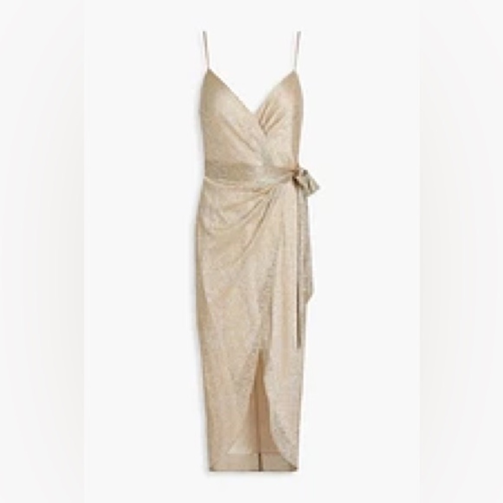 CATHERINE DEANE
Roxanne wrap-effect metallic tulle midi dress size 4